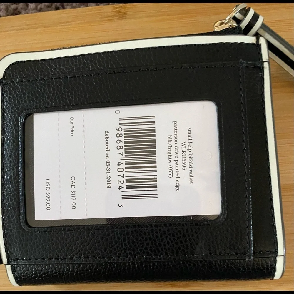 Kate spade patterson drive painted edge black L- zip bifold wallet